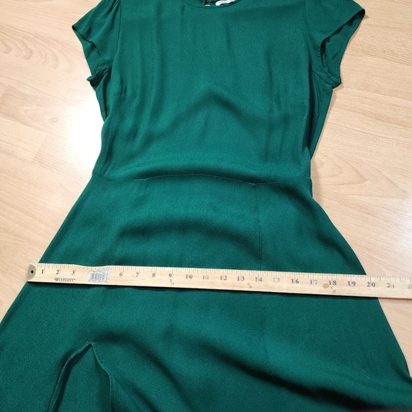 Reformation Gavin Emerald Green Dress Open Back Cap Sleeve Slit Midi Size 12 - Picture 8 of 16